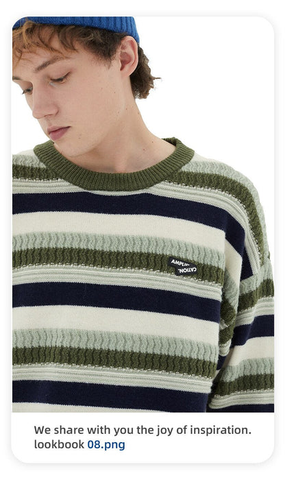 Bonsir Autumn Winter Men Ins Striped Sweater Youth Fashion Campus Casual Student Fresh Couple Unisex Long Sleeve Knitwear Pullover