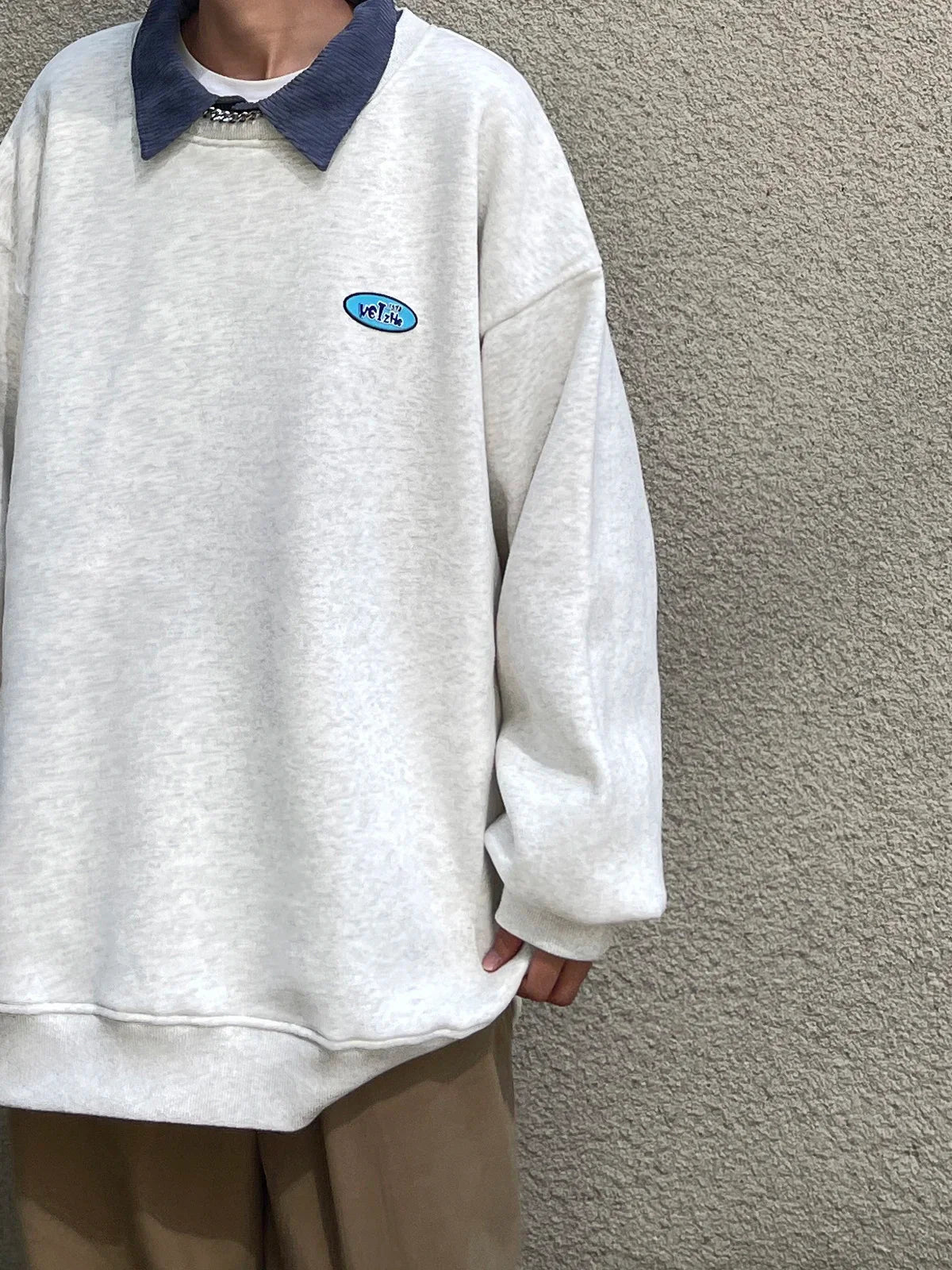 sanyamk autumn new Arrivals corduroy Lapel sweater lovers Harajuku loose Pullover sweater trend men coat Fashion