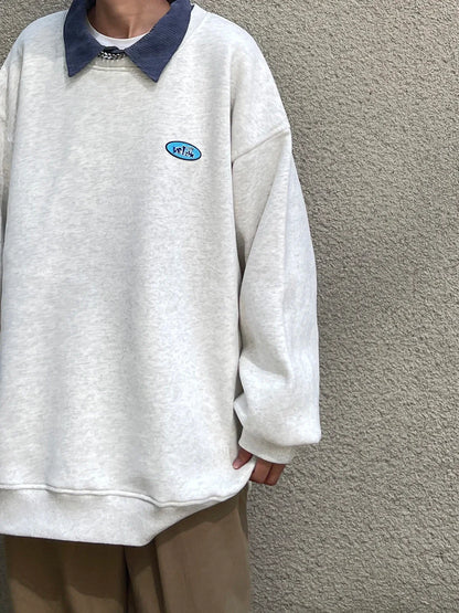 sanyamk autumn new Arrivals corduroy Lapel sweater lovers Harajuku loose Pullover sweater trend men coat Fashion