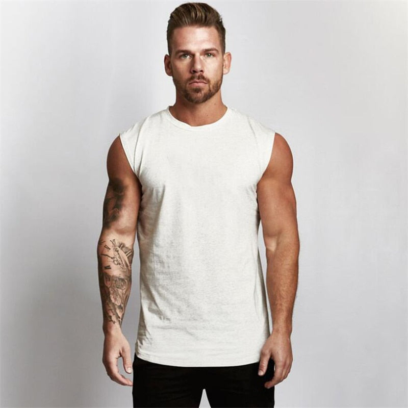 sanyamk Summer Compression Gym Tank Top Men Cotton Bodybuilding Fitness Sleeveless T Shirt Workout Clothing Mens Sportswear Muscle Vests