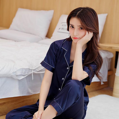 sanyamk Oversize 3XL Couples Satin Pajamas Set 2pcs Shirt&Pant Home Clothes Lovers Sleepwear Intimate Lingerie Men&Women Pyjamas Suit