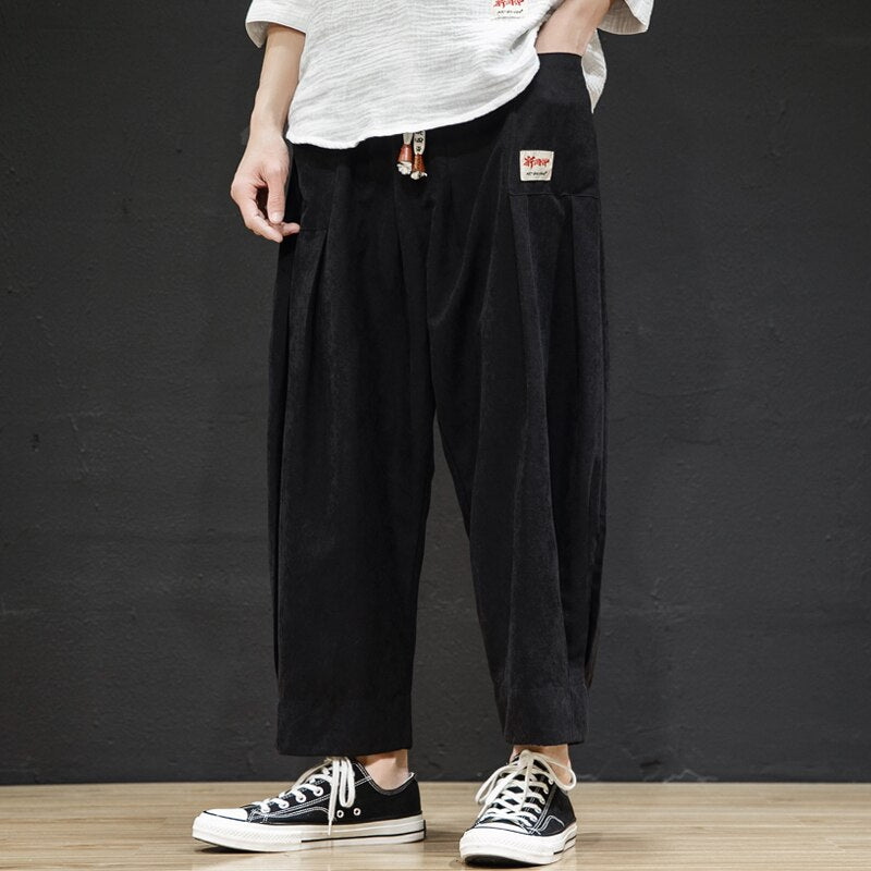 sanyamk Men Harajuku Harem Pants Mens Summer Cotton Linen Joggers Pants Male Vintage Chinese Style Sweatpants Fashions