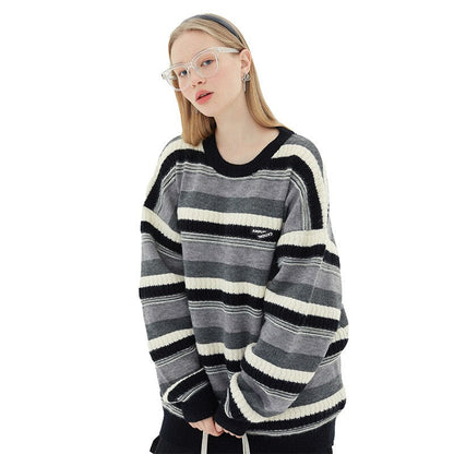 Bonsir Autumn Winter Men Ins Striped Sweater Youth Fashion Campus Casual Student Fresh Couple Unisex Long Sleeve Knitwear Pullover