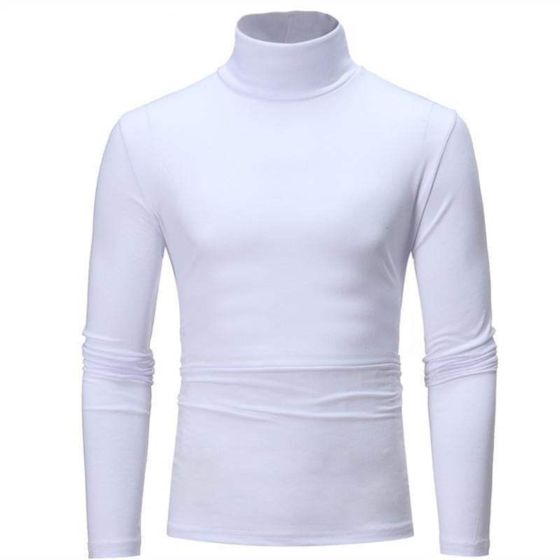 sanyamk Turtleneck For Men Solid Color Slim Elastic Thin Pullover Spring Autumn Underwear Turtleneck Men Knitting Blouse Base Tshirt Top