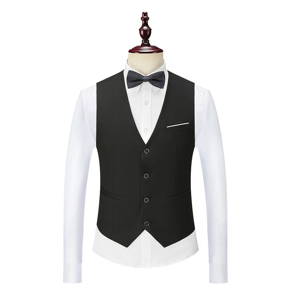 sanyamk 3 Piece Boyfriend Men Suits for Slim Fit Wedding Tuxedos Black Formal Groom Jacket Pants Vest Ready in Stock