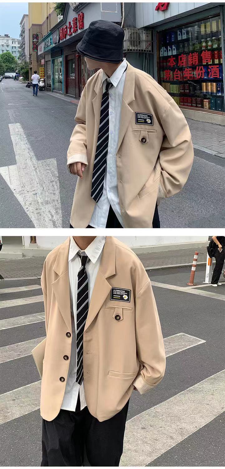 sanyamk Men's Streetwear Suit Jackets Casual Fashion Single Western-style Clothes Blazers Khaki/black Color Coats Plus Size S-3XL