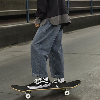 Bonsir Straight skateboard jeans men's pants loose wide leg pants hip hop streetwear pantalon homme jean moda masculina korean