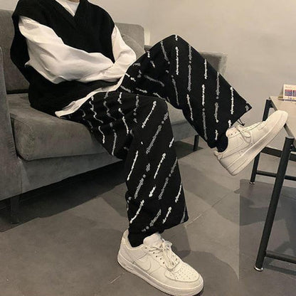 Bonsir Streetwear Wide Oversize Pants Men Harajuku Casual Sport Sweatpants Joggers Skateboard Pants Letter Ankle Length Trousers