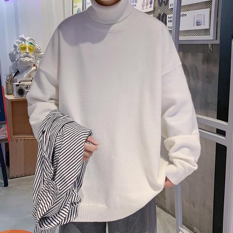 sanyamk Knitted Warm Sweater Men Turtleneck Sweater Men's Loose Casual Pullovers Bottoming Shirt Autumn Winter New Solid Color Pullovers