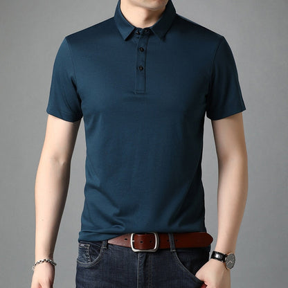 sanyamk Top Grade Mulberry Silk New Summer Brand Men Polo Shirts Designer Short Sleeve Casual Tops Fashions Korean Fashion Clothing