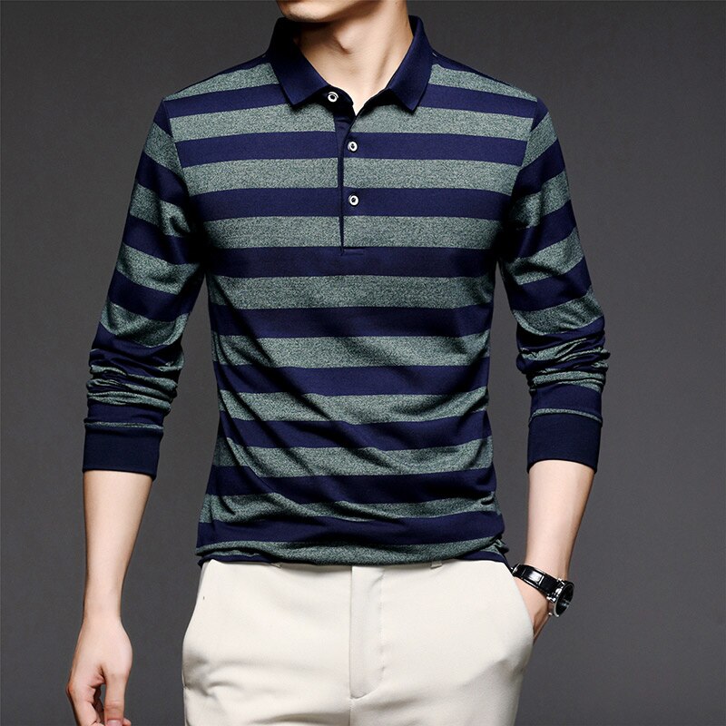 sanyamk Top Grade 2022 New Fashion Brand Striped Men Plain Polo Shirts For Men Casual Designer Long Sleeve Tops Men's Clothing