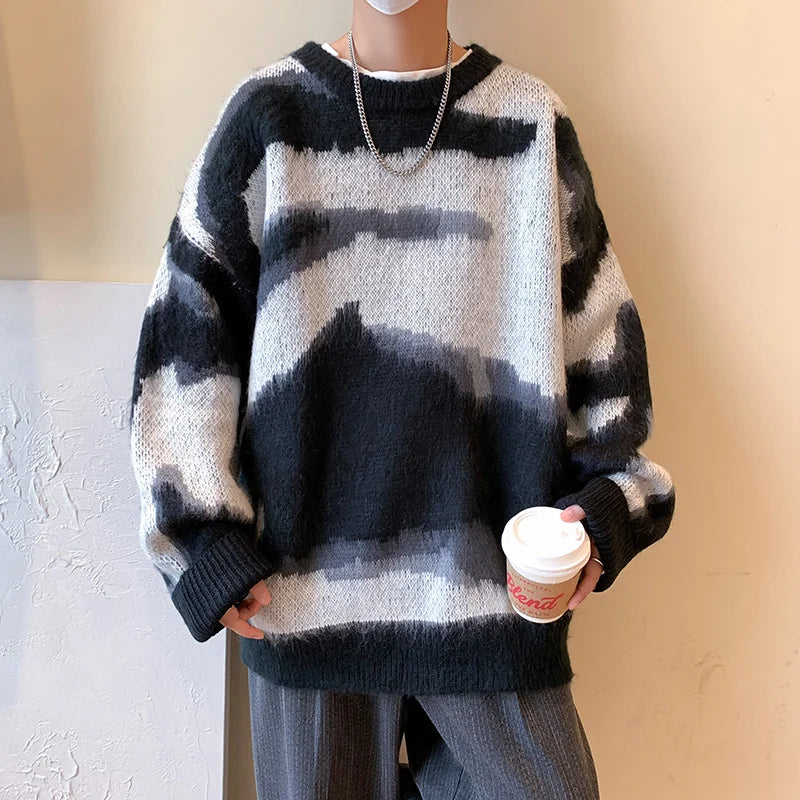 sanyamk Autumn winter thickened sweater men's Korean version trend loose knit winter ins lazy sweater coat