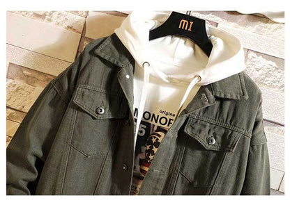 sanyamk Men Fashion Denim Jacket Plus Size M-5XL Loose Baggy Jeans Coat Japan Style Streetwear Casual Cowboy Jacket Men Clothing