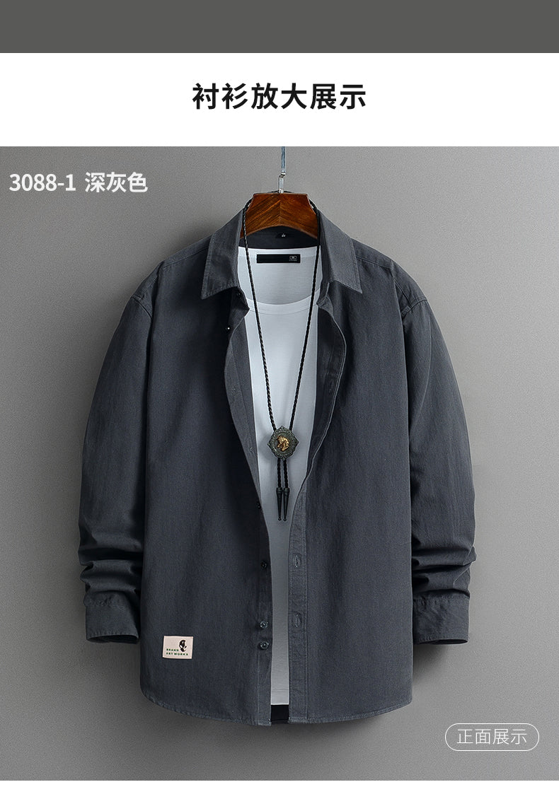 sanyamk New Arrival Single Breasted Spring And Autumn Men Shirt Pure Cotton Casual Versatile Handsome Cardigan Casual Shirts