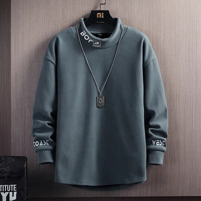 Bonsir Casual Sweatshirts Men Stand Collar Long Sleeve Fashion Hoodies Spring Autumn New Men Tops Streetwear Solid Color  Sweatshirts