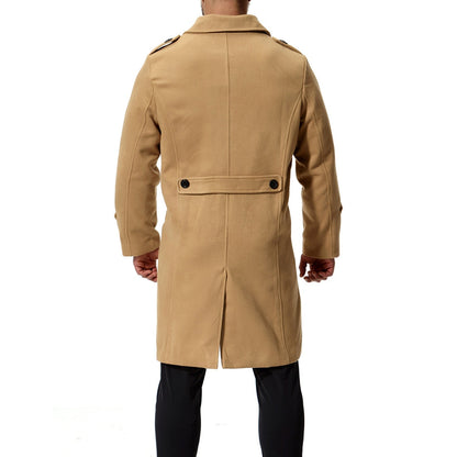 Bonsir Autumn And Winter New Men's Coat Wool Long Single Breasted Solid Color Wool Windbreaker Coat Jacket