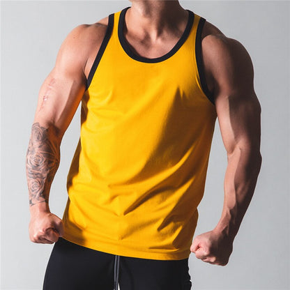 sanyamk 2022 Summer Bodybuilding Tank Tops Gym Workout Fitness Sleeveless shirt quick-drying Running Tank Tops Male  Clothes Sports Vest