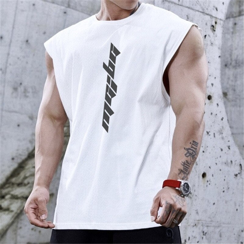 sanyamk 2022  New Gyms Tank Top Summer Brand Sleeveless Shirt Sports Fitness Tank Top Men printing bodybuilding undershirt Running vest