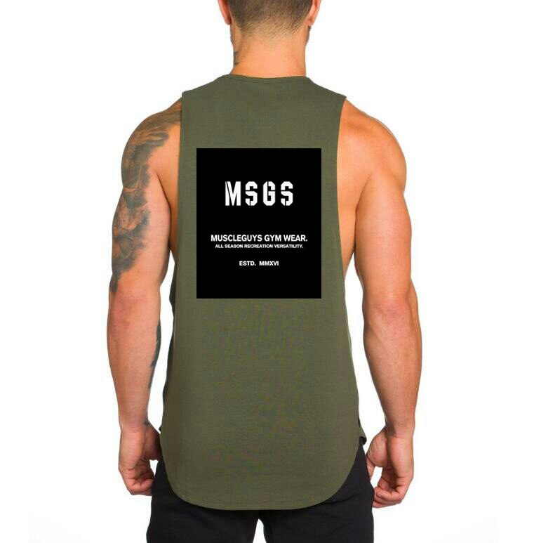 sanyamk Running shirt Gym Vest Tank Top Fitness Clothing Bodybuilding Mens Cotton Sleeveless T shirt Muscle Stringer tanktop