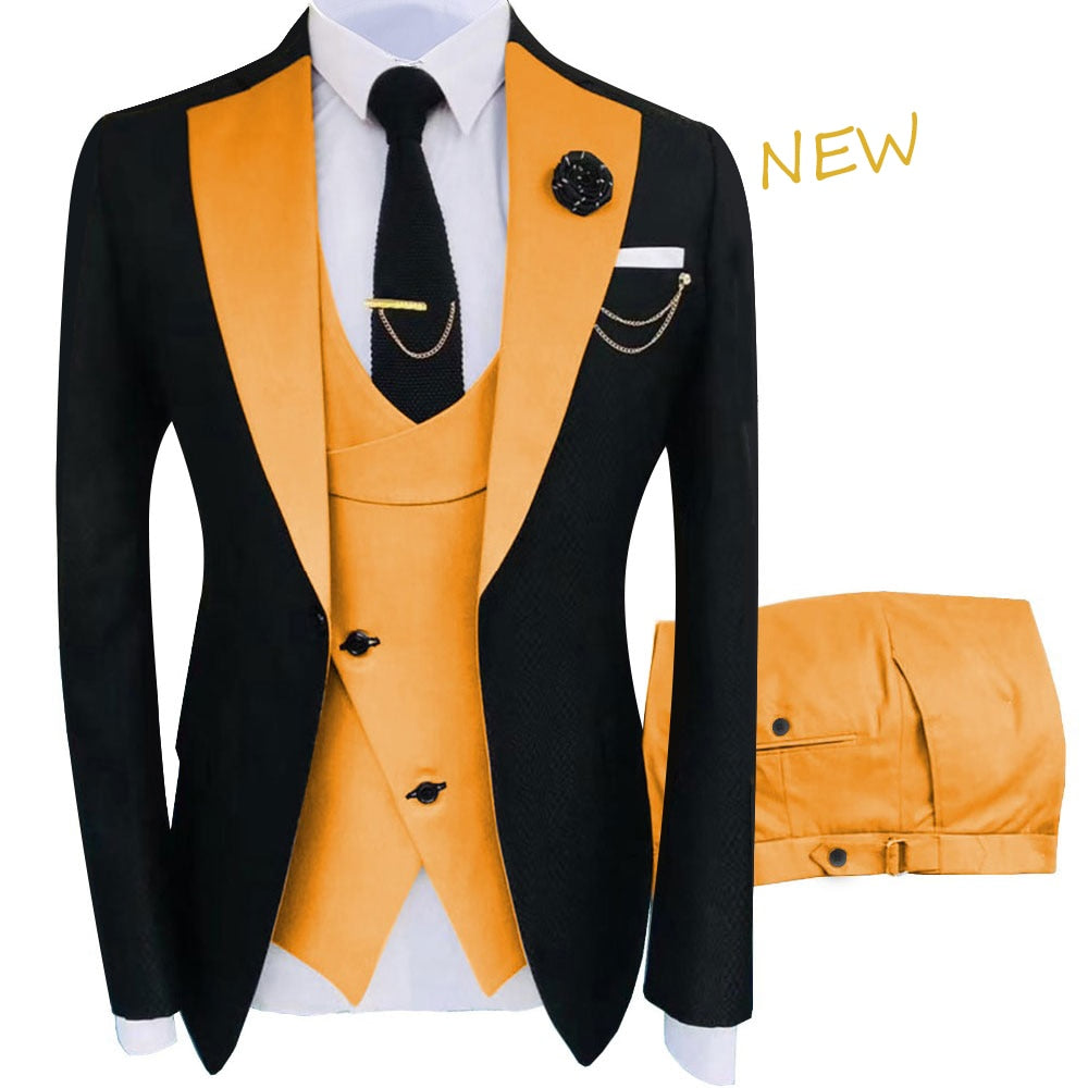 sanyamk New Costume Homme Popular Clothing Luxury Party Stage Men&#39;s Suit Groomsmen Regular Fit Tuxedo 3 Peice Set Jacket+Trousers+Vest