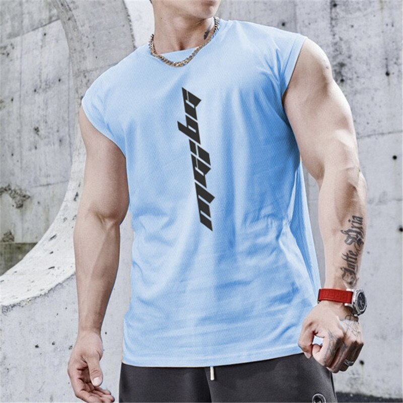 sanyamk 2022  New Gyms Tank Top Summer Brand Sleeveless Shirt Sports Fitness Tank Top Men printing bodybuilding undershirt Running vest