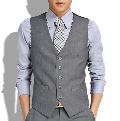 sanyamk Men&#39;s Slim Fit Mens Suit Vest Casual Suit Vest Man Black Gray Formal Businss Vest  Arrival Vests Male Waistcoat Gilet Homme