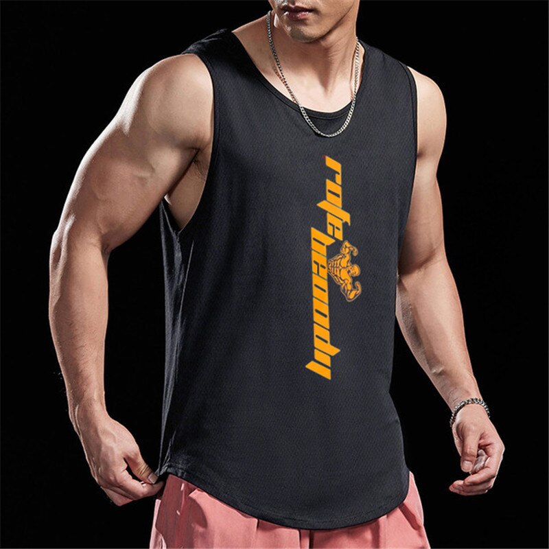 sanyamk 2022 Summer New Fitness Mesh Gyms Tank Tops Men Jogger sleeveless Vest Male Running Undershirt Bodybuilding sports Tank Tops