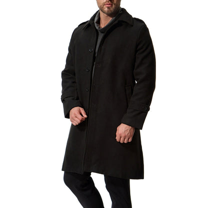 Bonsir Autumn And Winter New Men's Coat Wool Long Single Breasted Solid Color Wool Windbreaker Coat Jacket