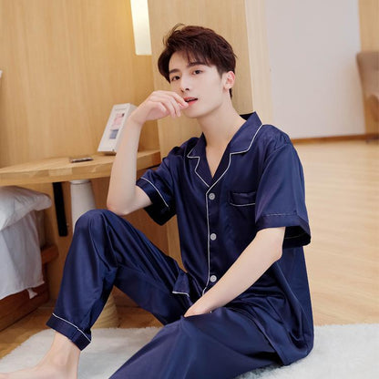 sanyamk Oversize 3XL Couples Satin Pajamas Set 2pcs Shirt&Pant Home Clothes Lovers Sleepwear Intimate Lingerie Men&Women Pyjamas Suit