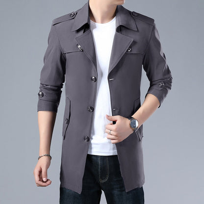 Thoshine Brand Spring Autumn Men Trench Coats Superior Quality Buttons Male Fashion Outerwear Jackets Windbreaker