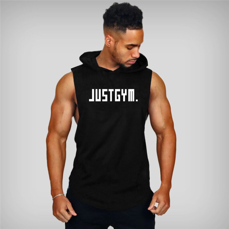 sanyamk Running Vest Hooded Gym Clothing Men Cotton Bodybuilding Stringer Hoodie Sweatshirts Fitness Tank Top Men Sleeveless Vest Shirt