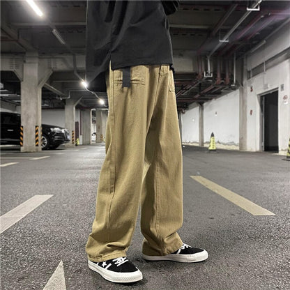 Bonsir Men Big Pocket Cargo Pants Joggers Straight Casual Loose Male Hip Hop Mopping Trousers Autumn Winter Streetwear All-match Pants