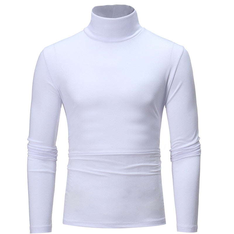 sanyamk Turtleneck For Men Solid Color Slim Elastic Thin Pullover Spring Autumn Underwear Turtleneck Men Knitting Blouse Base Tshirt Top