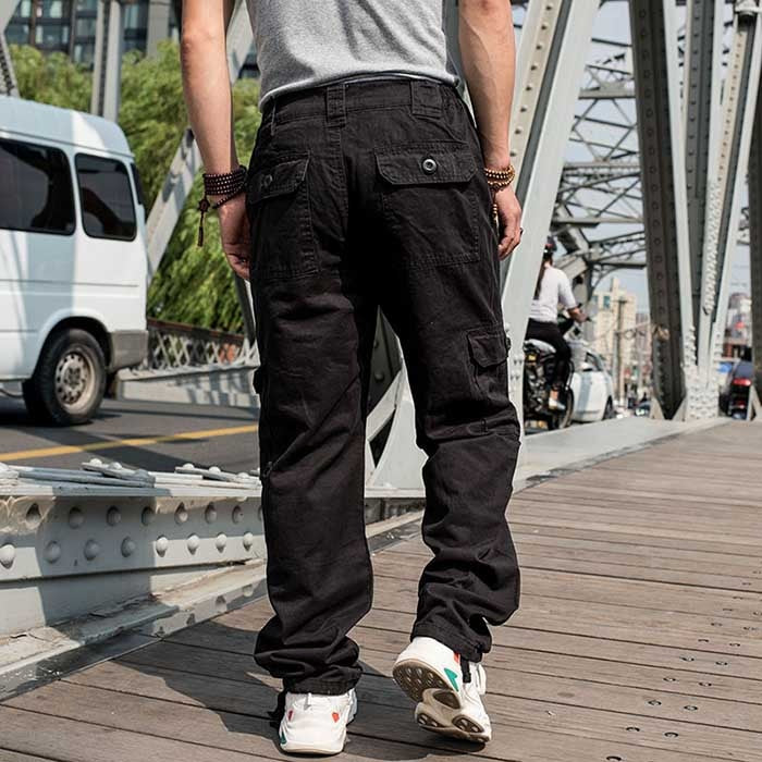 Bonsir Trendy Loose Baggy Cargo Pants Men Casual Tactical Trousers Leg Pocket Straight Pants Hiphop Harem Streetwear Clothing