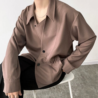 Bonsir Men's Autumn Simple Cool Style Long Sleeve Shirt High Quality Japanese Vintage Fashion Loose Casual Thick Shirt Coat Man