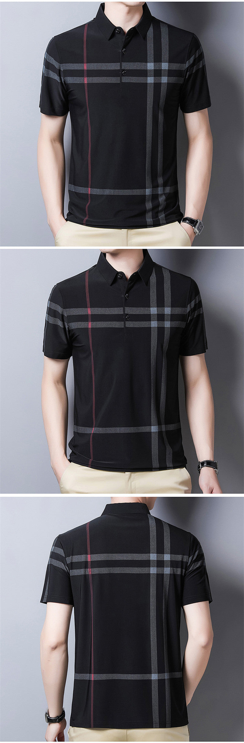 sanyamk 2022 Fashion Brand Men Polo Shirt Summer Cool Thin Shirt for Men Short Sleeve Striped Casula Male Polo Shirt Korean Clothing