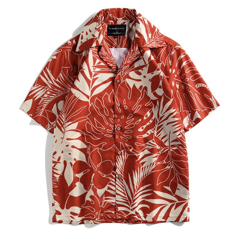 Bonsir Summer Hawaiian Shirt Literature Art Men Lapel Casual Digital Printing Loose Short Sleeves Streetwear Fashion Vacation Tops