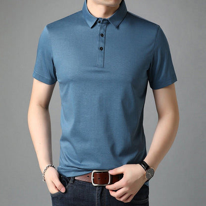 sanyamk Top Grade Mulberry Silk New Summer Brand Men Polo Shirts Designer Short Sleeve Casual Tops Fashions Korean Fashion Clothing