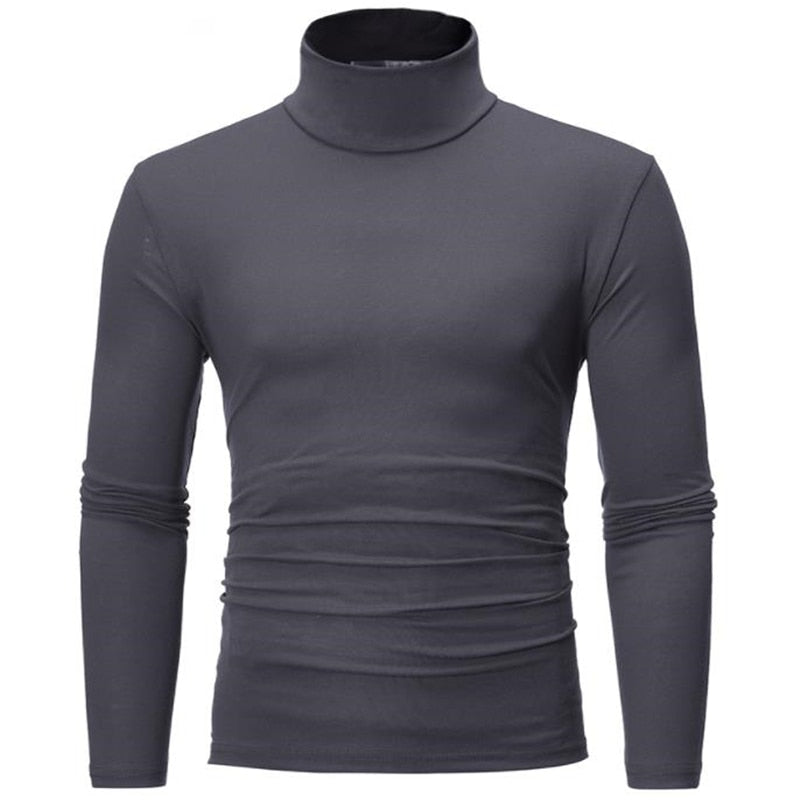 sanyamk Turtleneck For Men Solid Color Slim Elastic Thin Pullover Spring Autumn Underwear Turtleneck Men Knitting Blouse Base Tshirt Top