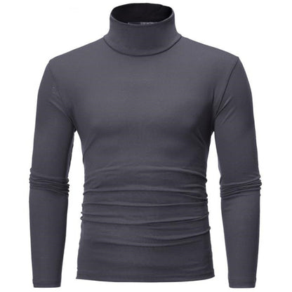 sanyamk Turtleneck For Men Solid Color Slim Elastic Thin Pullover Spring Autumn Underwear Turtleneck Men Knitting Blouse Base Tshirt Top