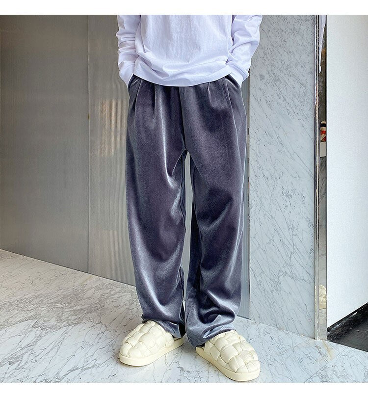 sanyamk Men Velvet Thicken Loose Casual Vintage Korean Fashion Straight Pant Man Women Streetwear Hip Hop Trousers Autumn Winter Pants