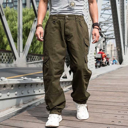 Bonsir Trendy Loose Baggy Cargo Pants Men Casual Tactical Trousers Leg Pocket Straight Pants Hiphop Harem Streetwear Clothing