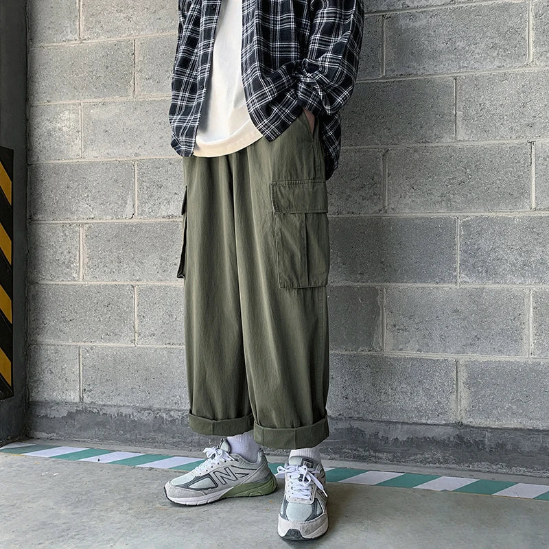 Bonsir Cargo Overalls Hip Hop Trousers Hiphop Baggy Casual Pants Army Green Pants streetwear pantalon homme joggers