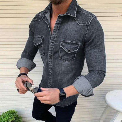 Bonsir Spring Autumn Men's Denim Jacket Fashion Casual Jeans Coat Clothes New Retro Simple Long-Sleeved Men's Fashion Plus Size Shirt