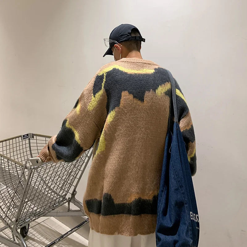 sanyamk Autumn winter thickened sweater men's Korean version trend loose knit winter ins lazy sweater coat