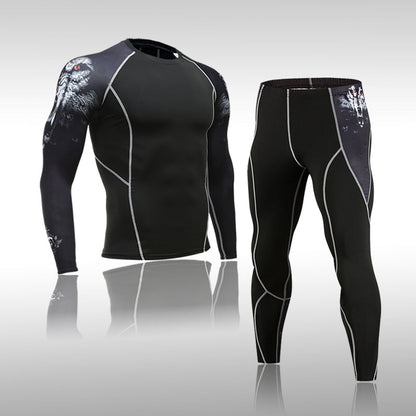 sanyamk Gym New Men&#39;s Compression Set Running Tights Workout Fitness Training Tracksuit Long Sleeves Shirts Sports Suits Rashgard Kit