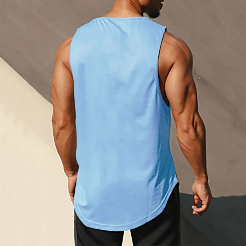 sanyamk Tank Top Men Mesh Quick Dry Bodybuilding Sleeveless Shirt Fitness Singlets Basketball Sportswear Muscle Vest Summer Clothing