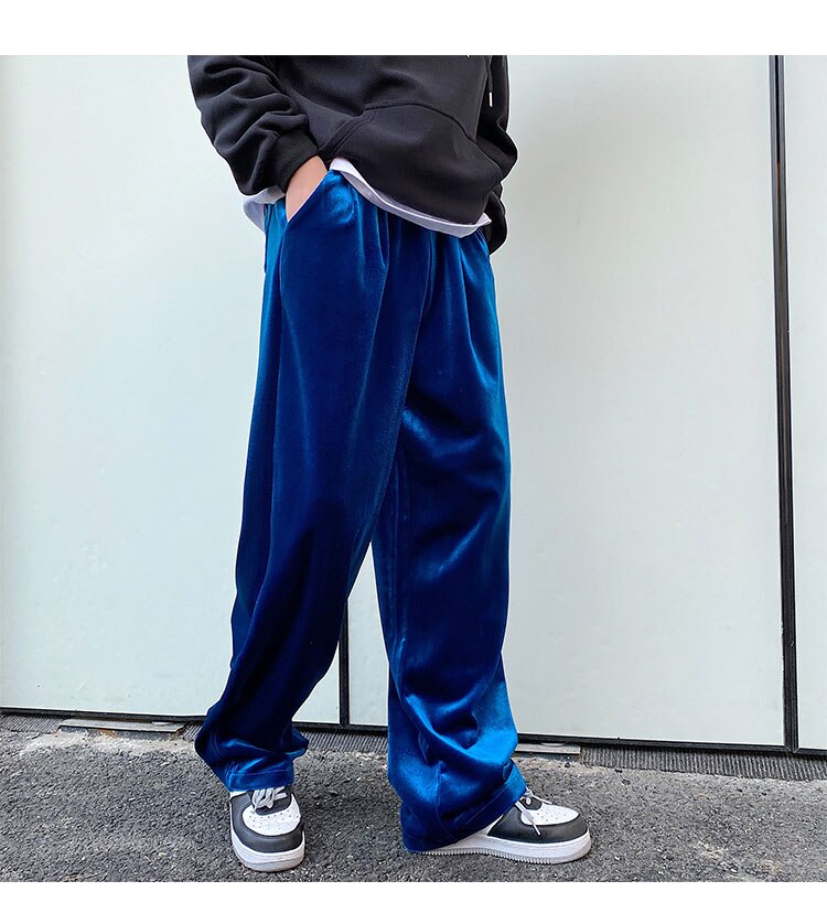 sanyamk Men Velvet Thicken Loose Casual Vintage Korean Fashion Straight Pant Man Women Streetwear Hip Hop Trousers Autumn Winter Pants