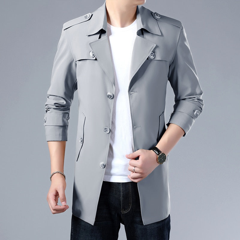 Thoshine Brand Spring Autumn Men Trench Coats Superior Quality Buttons Male Fashion Outerwear Jackets Windbreaker