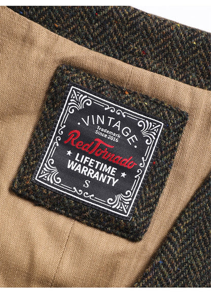 sanyamk Red Tornado Rugged Gentleman Style Wool Tweed Vest Retro Men Suit Waistcoat Green